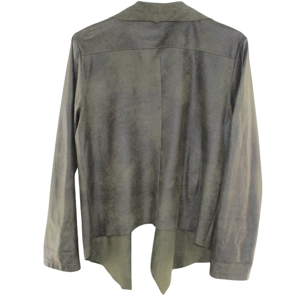 Bagatelle Faux Suede Open Front Cardigan Olive Green Draped Jacket XL - Picture 2 of 6